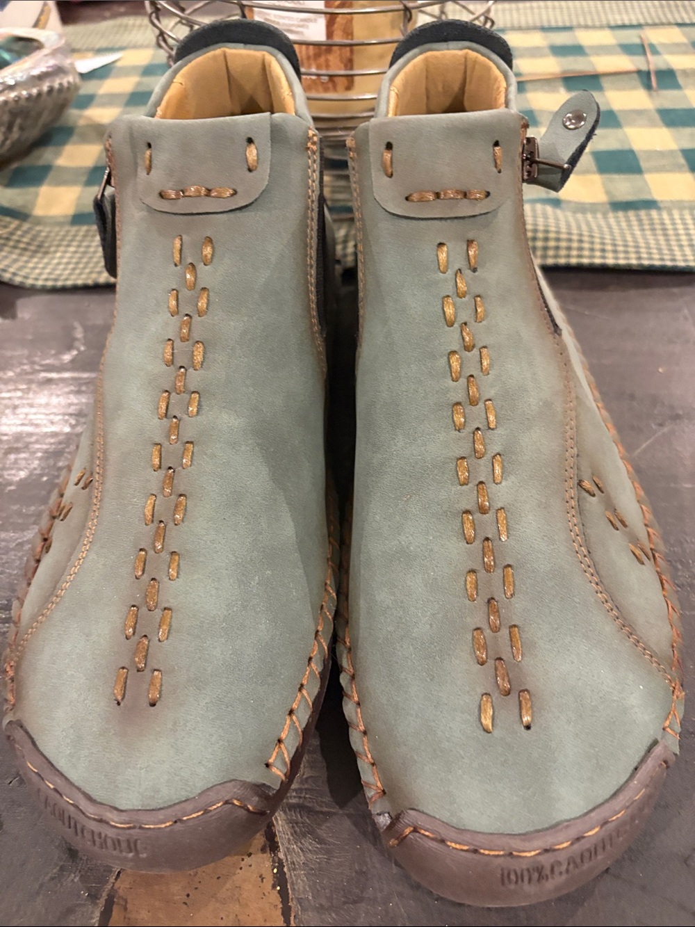 Women’s Chukka Boots in Sage Green with Contrast Stitching